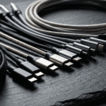 USB-C and Thunderbolt cables and ports shown in a comparison layout with labels