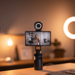 External webcams mounted on monitors showing crisp video call quality comparison